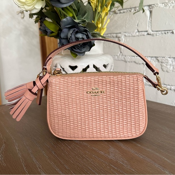 Coach Handbags - Coach Nolita 15 Straw Wristlet / Clutch in Pink with Gold